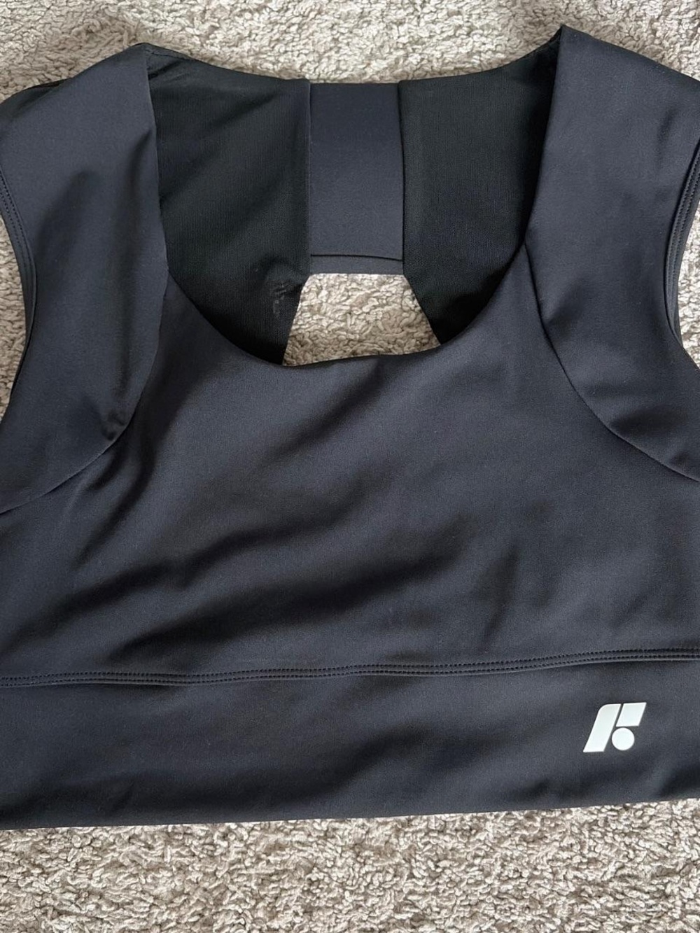 Black Athletic Crop Top with Back Cutout